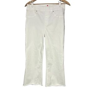 SPANX Cropped Flare Denim Jeans Pants Medium M White Capri Raw Hem 20232R